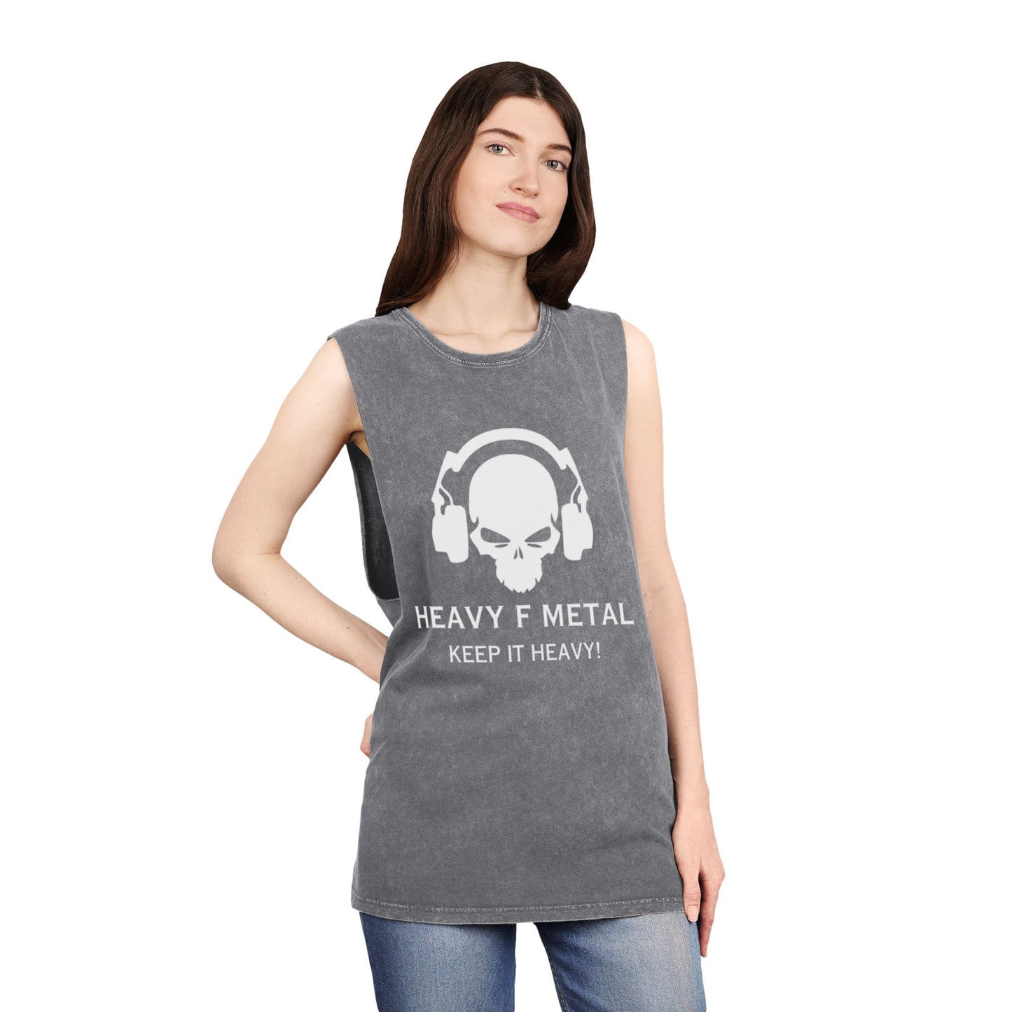 Heavy F Metal Tank Top — 'Keep It Heavy' Stonewash Music Tee
