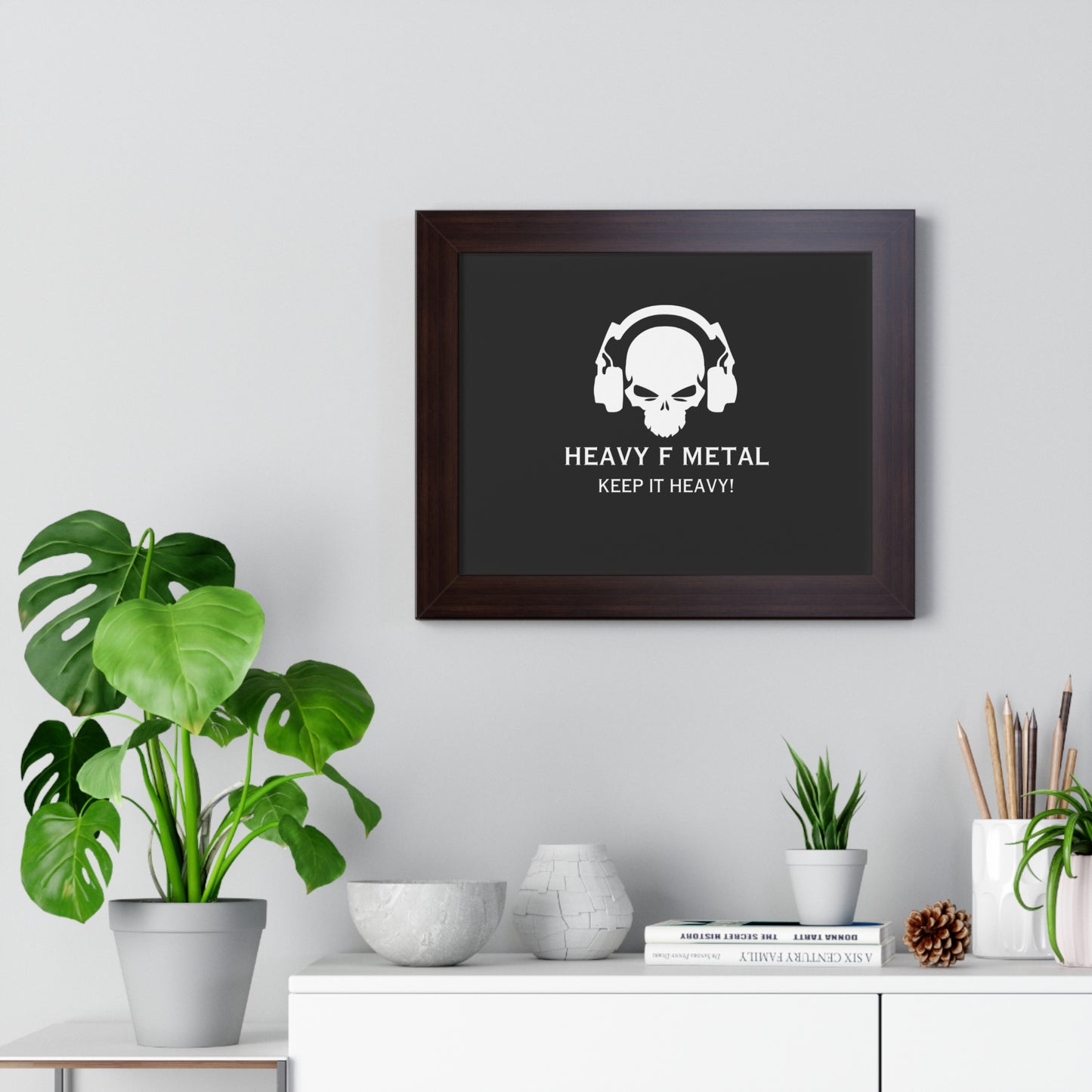 Framed Poster — Heavy F Metal Skull "Keep It Heavy" Rock Wall Art