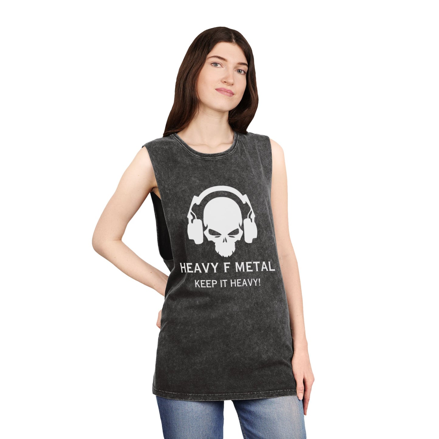 Heavy F Metal Tank Top — 'Keep It Heavy' Stonewash Music Tee