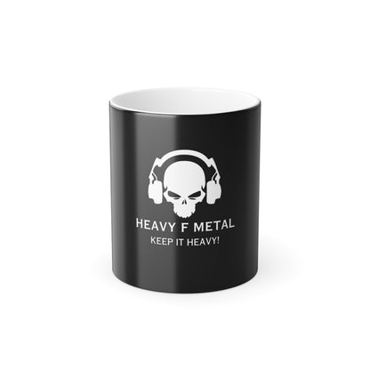 Heavy F Metal Color-Changing Mug — 11oz Heat Reveal Skull Design, Keep It Heavy