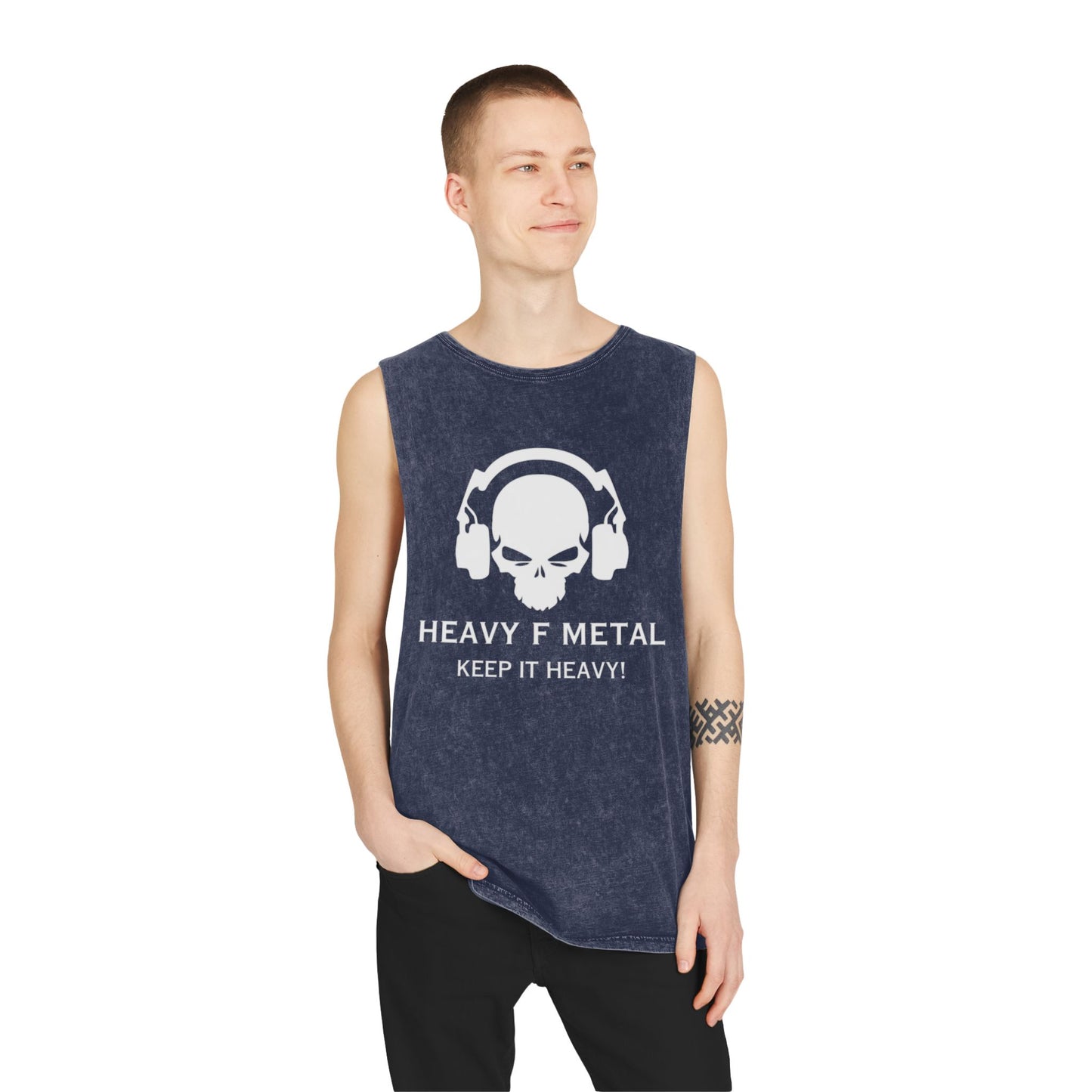 Heavy F Metal Tank Top — 'Keep It Heavy' Stonewash Music Tee