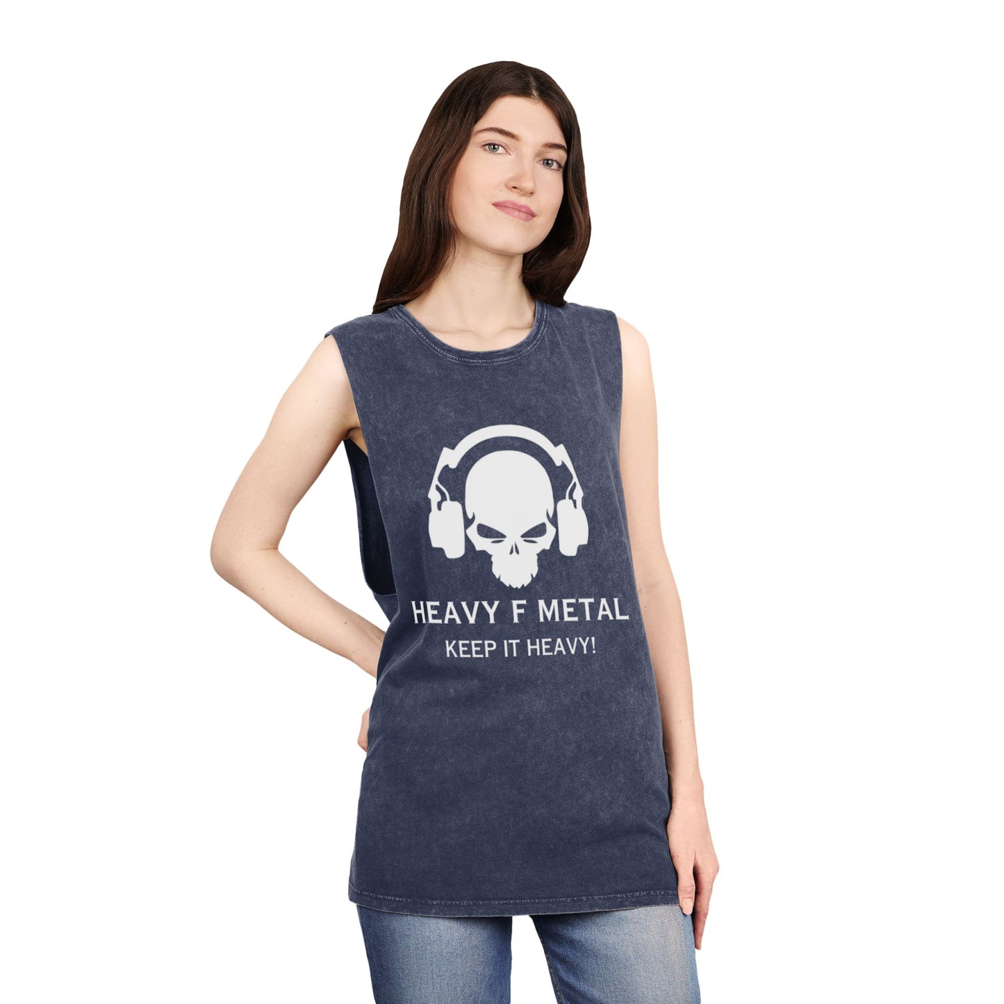 Heavy F Metal Tank Top — 'Keep It Heavy' Stonewash Music Tee