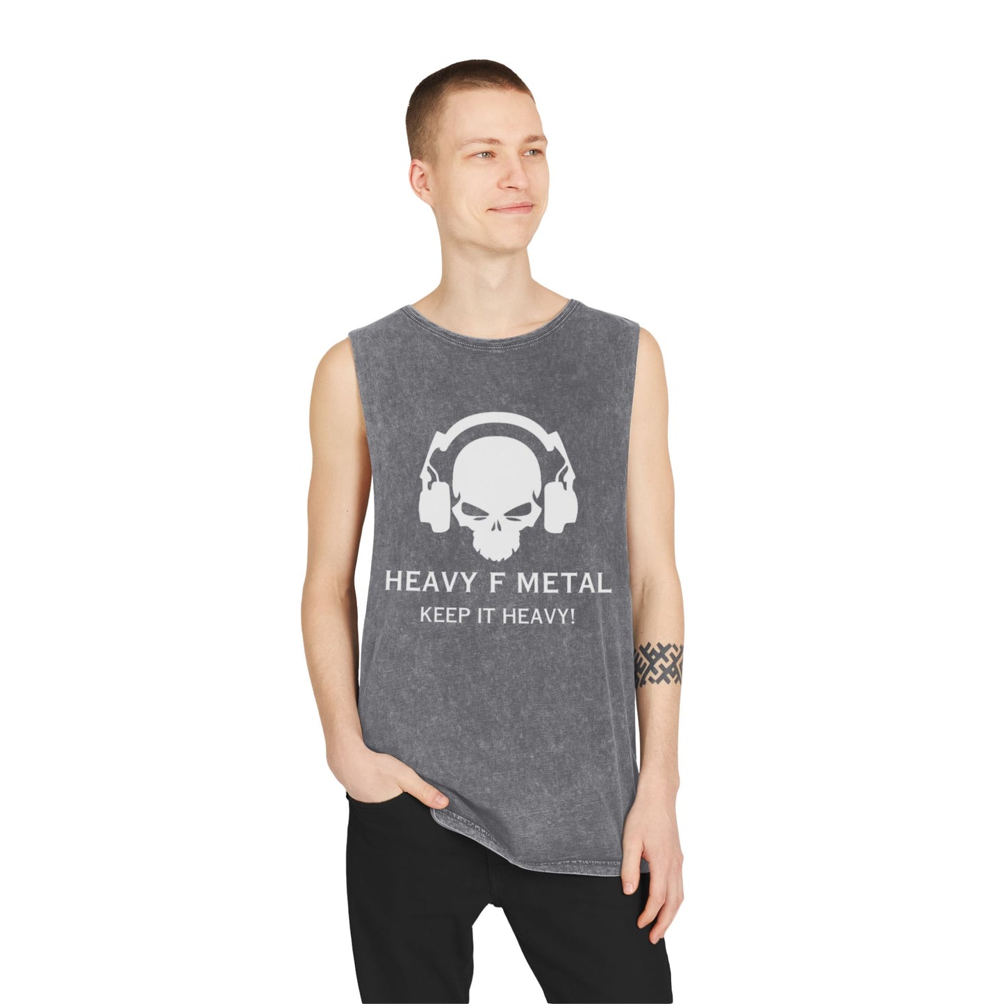 Heavy F Metal Tank Top — 'Keep It Heavy' Stonewash Music Tee